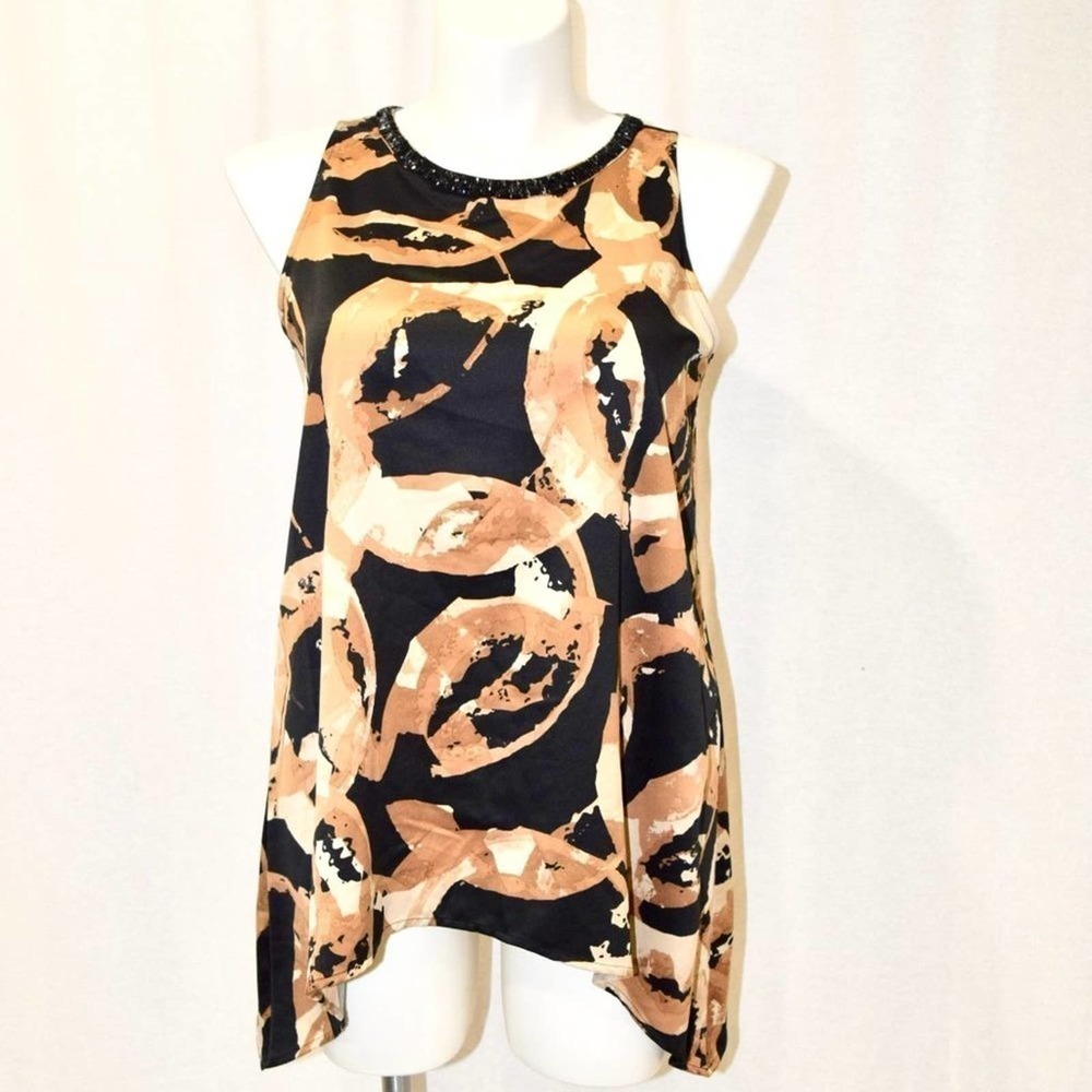 ALFANI geometric design, black and brown, sleeveless Tunic top / blouse / top